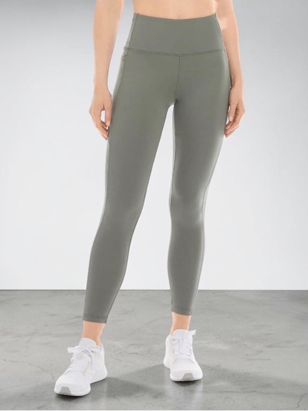 Danskin (L) High Rise 7/8 Brushed Legging Tight Pockets Soft Stretch Sage Green